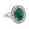Image 1 : 3.65 ctw Emerald and Diamond Ring - 14KT White Gold