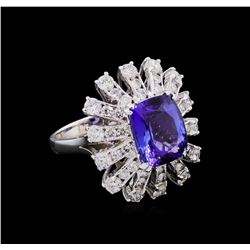 14KT White Gold 4.46 ctw Tanzanite and Diamond Ring