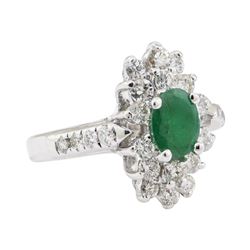 1.67 ctw Emerald and Diamond Ring - 14KT White Gold