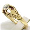 Image 3 : 14k Yellow Gold Old European Cut Diamond Solitaire Engraved Belcher Ring