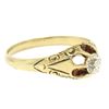 Image 6 : 14k Yellow Gold Old European Cut Diamond Solitaire Engraved Belcher Ring