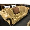 Image 1 : TAN FLORAL PATTERN HEAVILY CARVED SOFA AND LOVE SEAT SET