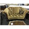 Image 2 : TAN FLORAL PATTERN HEAVILY CARVED SOFA AND LOVE SEAT SET