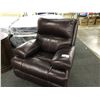 Image 1 : BROWN TUFTED LEATHER ELECTRIC RECLINING ROCKER ARM CHAIR, MISSING POWER ADAPTER