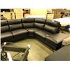 Image 2 : DARK BROWN LEATHER 5 SEAT SECTIONAL SOFA