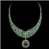 Image 1 : Natural Columbian Emerald & Genuine Ruby 13x11 Necklace