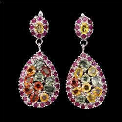 Natural Fancy Colors Sapphire Ruby Earrings