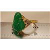 Image 6 : Hand Carved 12 Ct Jade Buddha Ring Mounted In 14 kt.