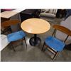 Image 2 : ROUND MAPLE BISTRO TABLE AND 2 MID CENTURY MADE IN DENMARK CHAIRS
