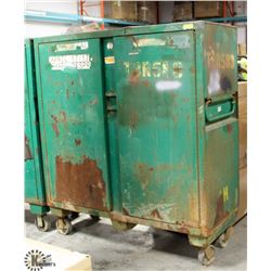 LARGE GREENLEE GREEN CABINET.