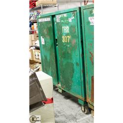 LARGE GREENLEE GREEN CABINET.