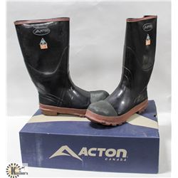 NEW STEEL TOED RUBBER BOOTS, SIZE 8 MENS