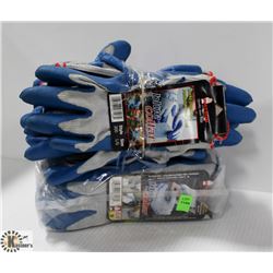 12 PAIR RUBBER GRIP GLOVES, SIZE MED & LARGE