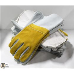 6 PAIR GAUNTLET LEATHER WELDING MITTS, SZ12