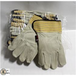 12 PAIRS OF LEATHER WORK GLOVES