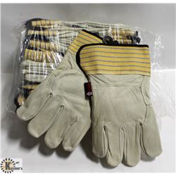 12 PAIRS OF LEATHER WORK GLOVES