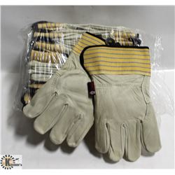 12 PAIRS OF LEATHER WORK GLOVES