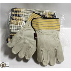 12 PAIRS OF LEATHER WORK GLOVES