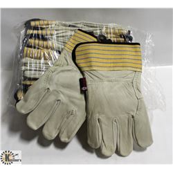 12 PAIRS OF LEATHER WORK GLOVES