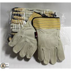 12 PAIRS OF LEATHER WORK GLOVES