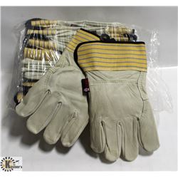 12 PAIRS OF LEATHER WORK GLOVES