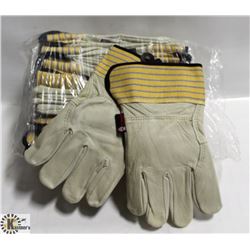 12 PAIRS OF LEATHER WORK GLOVES