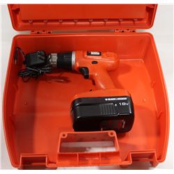 BLACK & DECKER 18 VOLT CORDLESS DRILL, CHARGER