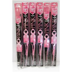 CASE OF 6 NEW PINK 18" WIPER BLADES