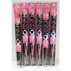 CASE OF 6 NEW PINK 18" WIPER BLADES