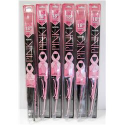 CASE OF 6 NEW PINK 18" WIPER BLADES