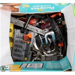 BOX OF ASSORTED TOOLS INCL KEEDEX K-18 SAFE