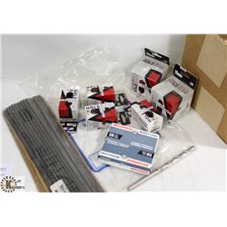 BOX OF ASSORTED HOLE SAWS AND MORE