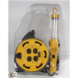 EXTENSION CORD REEL WITH TROUBLE LITE
