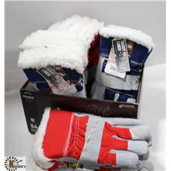 HEAVY PILE LINED LEATHER WORK GLOVES-2 DOZEN
