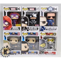 LOT OF 6 ASSORTED FUNKO POP VINYL FIGURES.