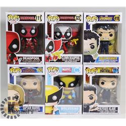LOT OF 6 ASSORTED FUNKO POP VINYL FIGURES.