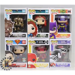 LOT OF 6 ASSORTED FUNKO POP VINYL FIGURES.