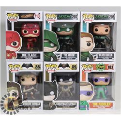 LOT OF 6 ASSORTED FUNKO POP VINYL FIGURES.