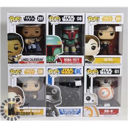LOT OF 6 ASSORTED FUNKO POP VINYL FIGURES.