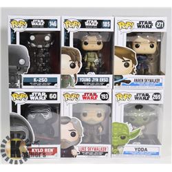 LOT OF 6 ASSORTED FUNKO POP VINYL FIGURES.