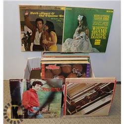 BOX OF LPS INCL BEATLES, TOM JONES, STREISAND,