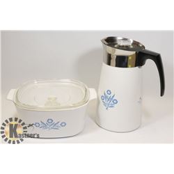 CORNING WARE 3L AND NEW CORNING WARE PERCOLATOR