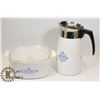 CORNING WARE 3L AND NEW CORNING WARE PERCOLATOR