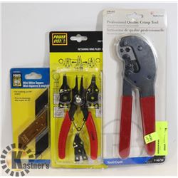 BUNDLE OF TOOLS INCLUDING CRIMP TOOL AND MORE