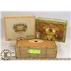 LOT OF 3 VINTAGE WOODEN CUBAN CIGAR BOXES.