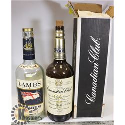 LOT OF 2 TEXAS MICKEY BOTTLES - CANADIAN CLUB &