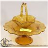 AMBER GLASS CAKE HOLDER & BASKET