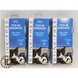 THREE NEW 2PC STICK ON DEODORIZERS FOR LITTER