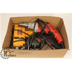 LOT OF 3 ELECTRIC DRILLS.
