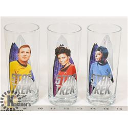SET OF 3, 2009 STAR TREK TALL GLASSES